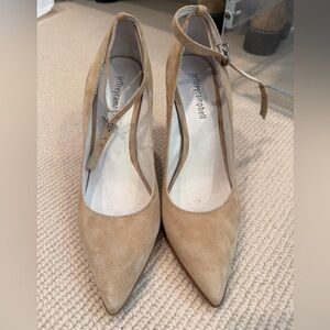 Jeffrey Campbell nude suede pumps with ankle strap size 8